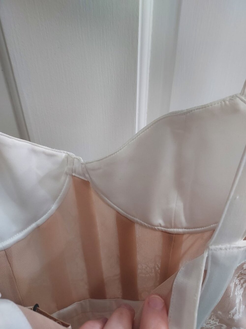 Alice Olivia Xia Wedding Bridal White Sheer Bustier Feather Mini Dress - Picture 12 of 15